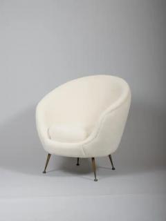 Pair Italian mid century egg shape chairs Re upholstered in Alpaca wool velvet - 3452027