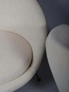 Pair Italian mid century egg shape chairs Re upholstered in Alpaca wool velvet - 3452028