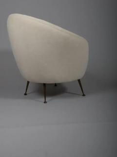 Pair Italian mid century egg shape chairs Re upholstered in Alpaca wool velvet - 3452042