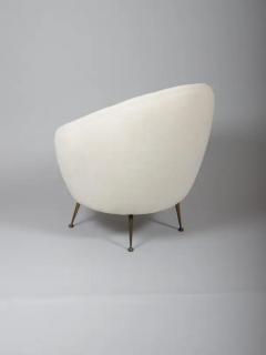 Pair Italian mid century egg shape chairs Re upholstered in Alpaca wool velvet - 3452043