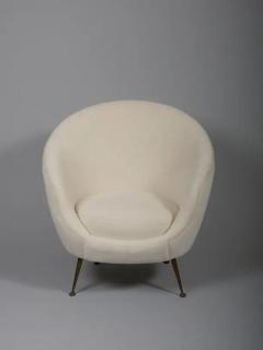 Pair Italian mid century egg shape chairs Re upholstered in Alpaca wool velvet - 3452045
