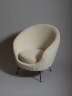 Pair Italian mid century egg shape chairs Re upholstered in Alpaca wool velvet - 3452068