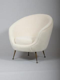 Pair Italian mid century egg shape chairs Re upholstered in Alpaca wool velvet - 3452070