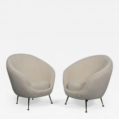 Pair Italian mid century egg shape chairs Re upholstered in Alpaca wool velvet - 3452942