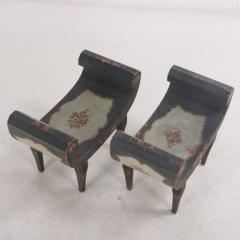 Pair Italian paint decorated Roman style wood benches C 1940 - 3711083