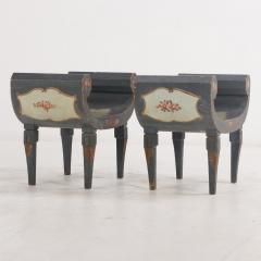 Pair Italian paint decorated Roman style wood benches C 1940 - 3711084