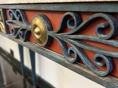 Pair Italian painted wrought iron console tables with marble tops c1900 - 3328631