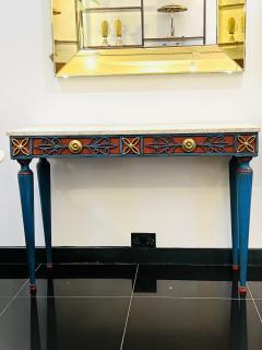 Pair Italian painted wrought iron console tables with marble tops c1900 - 3328633