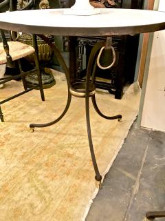 Pair Jansen Style Forged Iron and Marble Side Tables - 1394159