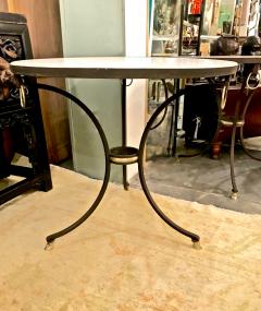 Pair Jansen Style Forged Iron and Marble Side Tables - 1394160