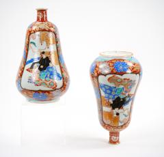 Pair Japanese Imari Gourd Shaped Porcelain Vases - 3280142