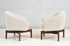 Pair Jens Risom Walnut Swivel Lounge Chair 1960 - 2932589