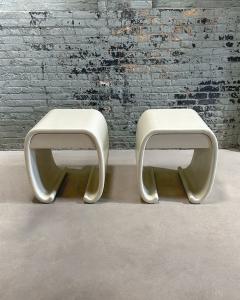 Pair Karl Springer Style Lacquered Scroll Nightstands side end tables 1970 - 3526155