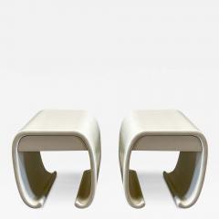 Pair Karl Springer Style Lacquered Scroll Nightstands side end tables 1970 - 3530018