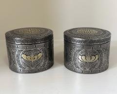 Pair Korean Iron Box with Silver Inlays Joseon Dynasty - 3262373