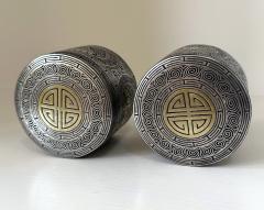 Pair Korean Iron Box with Silver Inlays Joseon Dynasty - 3262375