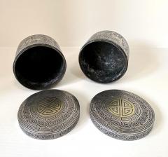 Pair Korean Iron Box with Silver Inlays Joseon Dynasty - 3262376