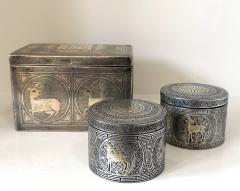 Pair Korean Iron Box with Silver Inlays Joseon Dynasty - 3262381