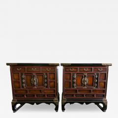 Pair Korean Lacquered Head side Chests Morijangs Joseon Dynasty - 3295365