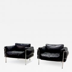Pair LC3 Grand Modele Lounge Arm Chair Style of Le Corbusier 1980 - 3359794