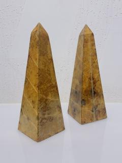 Pair Lacquered Tobacco Leaf Obelisk Giovanni Patrini Italy 1980 - 3505013
