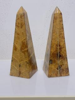 Pair Lacquered Tobacco Leaf Obelisk Giovanni Patrini Italy 1980 - 3505021