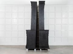 Pair Large 19thC English Ebonised Bleached Carved Oak Bookcases - 4008913