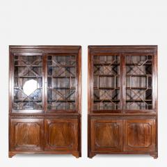 Pair Large 19thC English Mahogany Glazed Bookcases - 3893692