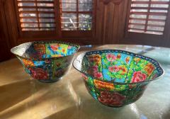 Pair Large Chinese Cloisonn Plique a jour Bowls - 1750415