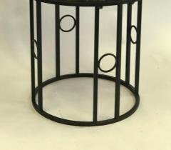 Pair Large French Modern Neoclassical Art Deco Iron Side Tables w Schist Tops - 2372283