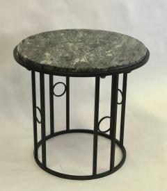 Pair Large French Modern Neoclassical Art Deco Iron Side Tables w Schist Tops - 2372301