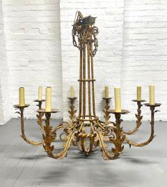 Pair Large Gilt Metal 8 Arm Chandeliers - 3283196