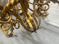 Pair Large Gilt Metal 8 Arm Chandeliers - 3283199