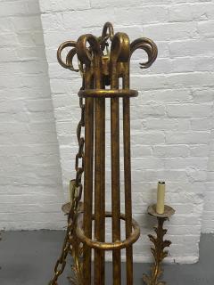 Pair Large Gilt Metal 8 Arm Chandeliers - 3283202