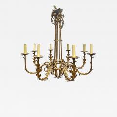 Pair Large Gilt Metal 8 Arm Chandeliers - 3284434