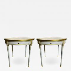 Pair Large Hollywood Regency Painted Bronze Mounted Bouiliotte Center End Tables - 1268057
