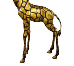 Pair Large Late 20th Century Brass Giraffes After Sergio Bustamante - 4641200