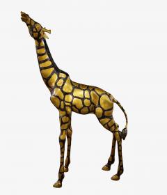 Pair Large Late 20th Century Brass Giraffes After Sergio Bustamante - 4641201