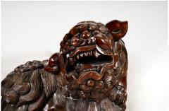 Pair Large Life Size Carved Fu Lions - 3903546