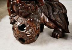 Pair Large Life Size Carved Fu Lions - 3903547