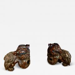 Pair Large Life Size Carved Fu Lions - 3907862