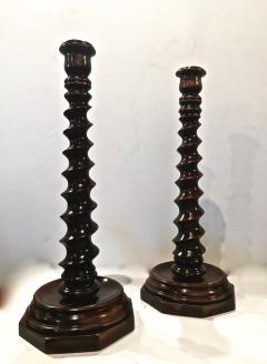 Pair Large Mahogany Barley Twist Candlesticks - 2076705