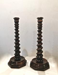 Pair Large Mahogany Barley Twist Candlesticks - 2076708