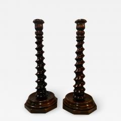 Pair Large Mahogany Barley Twist Candlesticks - 2077741