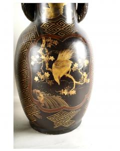 Pair Large Meiji Lacquer Vases - 2092300