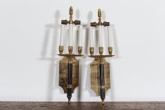 Pair Large Mid Century Italian Brass Wall Lights - 2052077