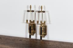 Pair Large Mid Century Italian Brass Wall Lights - 2052078