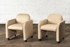Pair Leather Barrel Chairs 1980 - 2974664