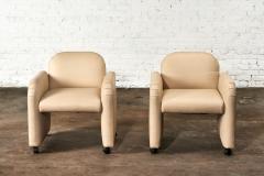 Pair Leather Barrel Chairs 1980 - 2974665