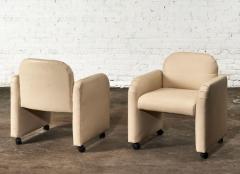 Pair Leather Barrel Chairs 1980 - 2974669